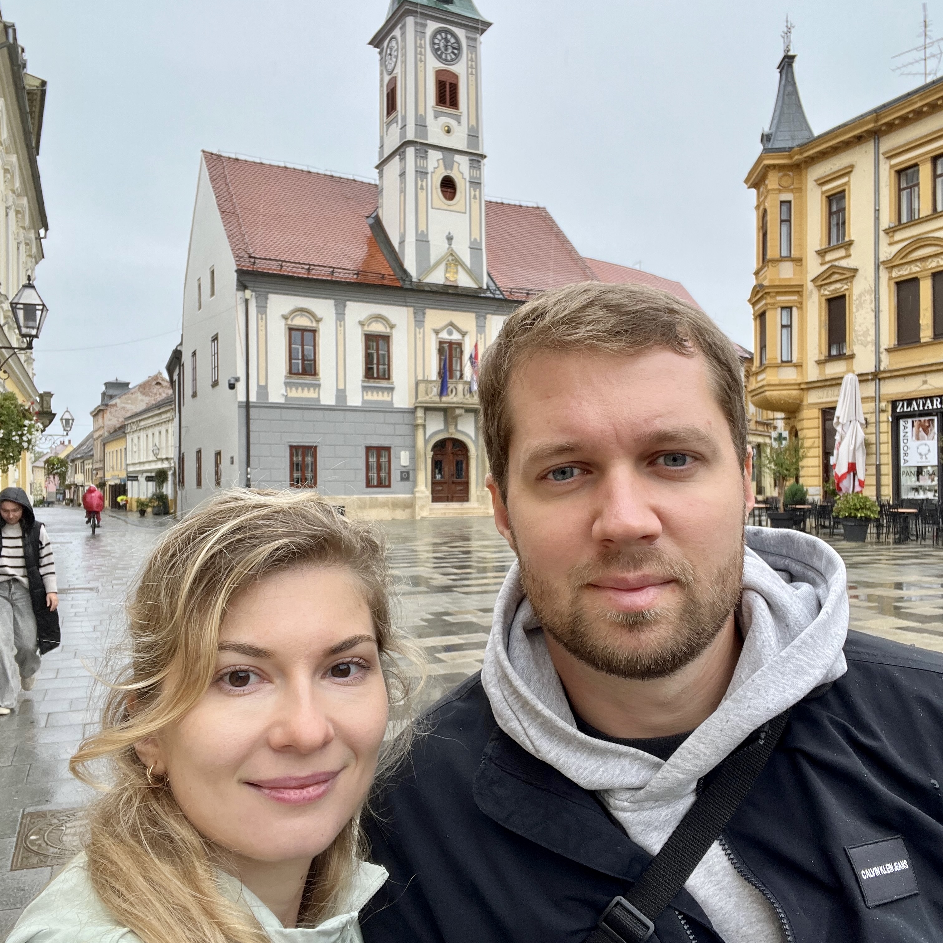 Denis and Julia in a European town